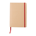 Libreta personalizada reciclada con elástico A5 hojas a rayas color rojo primera vista