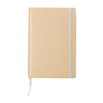 Libreta personalizada reciclada con elástico A5 hojas a rayas color blanco primera vista