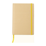 Libreta personalizada reciclada con elástico A5 hojas a rayas color amarillo primera vista
