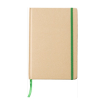 Libreta personalizada reciclada con elástico A5 hojas a rayas color verde claro primera vista