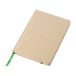 Libreta personalizada reciclada con elástico A5 hojas a rayas color verde claro tercera vista