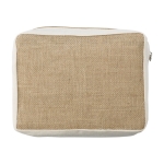 Neceser de yute y algodón con cremallera y bolsillo frontal color marrón tercera vista