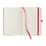 Cuaderno con tapa de bambú y cuero sintético A5 hojas a rayas color rojo cuarta vista