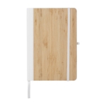 Cuaderno con tapa de bambú y cuero sintético A5 hojas a rayas color blanco primera vista