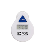 Temporizador de ducha de 5 minutos con ventosa para publicidad color blanco vista de impresión
