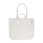 Bolsa de algodón reciclado con cremallera lateral y doble asa 350 g/m2 color caqui primera vista