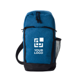 Bolsa bandolera personalizada grande de poliéster 600D con correa color azul vista de impresión