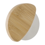 Cortador de pizza de bambú con hoja de acero inoxidable color marrón segunda vista