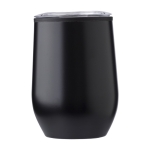 Taza de acero inoxidable acabado mate con tapa a presión 300ml color negro primera vista