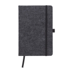Libreta promocional de fieltro reciclado aprox A5 hojas a rayas color gris oscuro primera vista