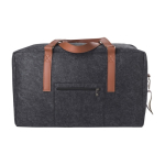 Bolsa de viaje elegante de fieltro RPET con cremallera y asas color gris cuarta vista