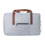 Bolsa de viaje elegante de fieltro RPET con cremallera y asas color gris claro primera vista