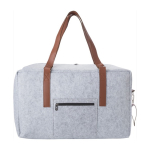 Bolsa de viaje elegante de fieltro RPET con cremallera y asas color gris claro tercera vista