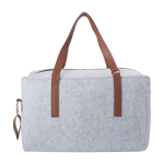 Bolsa de viaje elegante de fieltro RPET con cremallera y asas color gris claro cuarta vista
