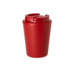 Vaso takeaway de plástico reciclado de doble pared de 300ml color rojo primera vista