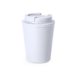 Vaso takeaway de plástico reciclado de doble pared de 300ml color blanco primera vista