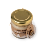 Vela promocional ecólogica en cristal con aroma y semillas de pino color caqui quinta vista