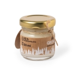 Vela promocional ecólogica en cristal con aroma y semillas de pino color caqui sexta vista