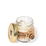 Vela promocional ecólogica en cristal con aroma y semillas de pino vista principal