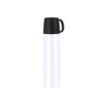 Termo de acero inoxidable 500ml y tapa con función de taza 130ml color blanco primera vista