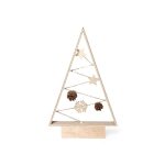 Árbol navideño de madera natural con un trenzado de luces LED color madera clara primera vista