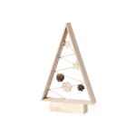 Árbol navideño de madera natural con un trenzado de luces LED color madera clara segunda vista