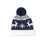 Gorro de poliéster con original diseño navideño y pom pom rojo primera vista