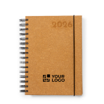 Agendas con logotipo de cuero reciclado con vista diaria y cierre A5 vista principal