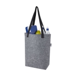 Bolsa de la compra personalizada de fieltro reciclado con fondo ancho color gris segunda vista