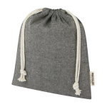 Bolsa mediana de algodón reciclado GRS con cierre de cordón 150 g/m2 color negro