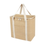 Bolsa isotérmica grande de yute con bolsillo frontal 300 g/m2 color natural