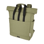 Mochila de algodón reciclado para PC con tapa enrollable 15'' color verde