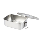 Fiambrera corporativa de acero reciclado con hebillas de cierre 750ml color plateado segunda vista