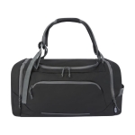 Mochila deportiva reciclada resistente al agua con varios bolsillos color negro segunda vista frontal