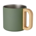 Taza de acero reciclado con aislamiento y mango de madera 360ml color verde militar segunda vista