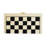 Juego de ajedrez presentado en estuche con piezas de madera color natural segunda vista frontal