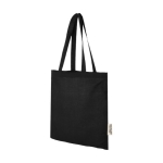Bolsa de algodón reciclado GRS con asas largas 140 g/m2 color negro