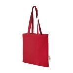 Bolsa de algodón reciclado GRS con asas largas 140 g/m2 color rojo