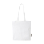 Bolsa de algodón reciclado GRS con asas largas 140 g/m2 color blanco segunda vista frontal