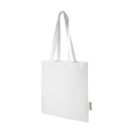 Bolsa de algodón reciclado GRS con asas largas 140 g/m2 color blanco