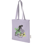 Bolsa de algodón reciclado GRS para merchandising 140 g/m2 color lila vista impresión serigrafía