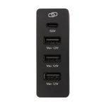 Estación de carga con 3 puertos, cables para UE/UK y carga rápida color negro vista detalle 1