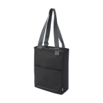 Bolsa de compras de poliéster reciclado multiuso para PC 14'' color negro vista detalle con logo
