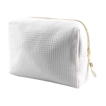 Neceser de algodón waffle con cremallera y tirador dorado 240 g/m2 color blanco primera vista