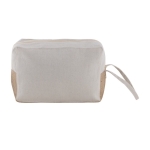 Neceser de algodón Fairtrade con base de yute y asa de mano 220 g/m2 color natural vista detalle