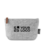 Neceser de fieltro poliéster reciclado con cremallera a juego color gris vista principal