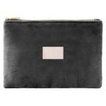 Neceser de terciopelo con detalles dorados en la cremallera y tirador color negro sexta vista