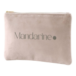 Neceser de terciopelo con detalles dorados en la cremallera y tirador color natural cuarta vista