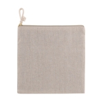 Neceser de doble cara de algodón y yute con cremallera dorada color natural tercera vista