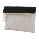 Neceser de doble cara de algodón y yute con cremallera dorada color natural quinta vista